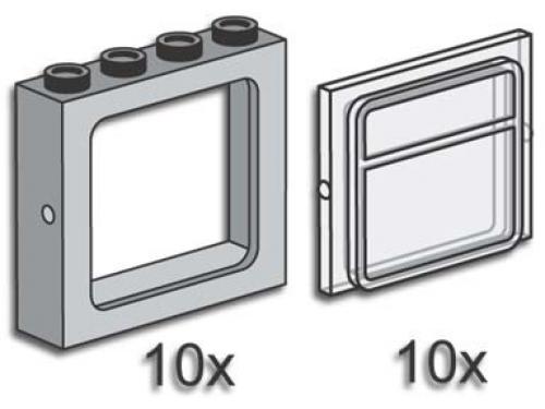LEGO Gray Windows with Clear Panes (3733)