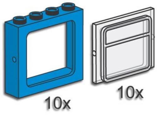 LEGO Train Windows with Panes Blue (3734)