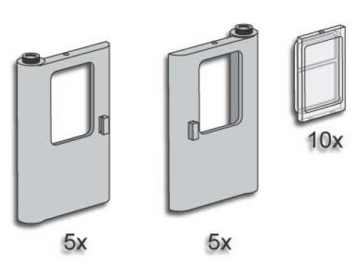LEGO Grey Train Doors with Panes (3735)