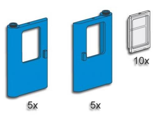 LEGO Blue Train Doors with Panes (3736)