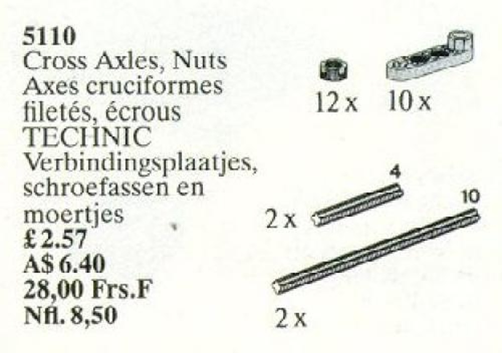 LEGO Cross Axles, Nuts (5110-2)
