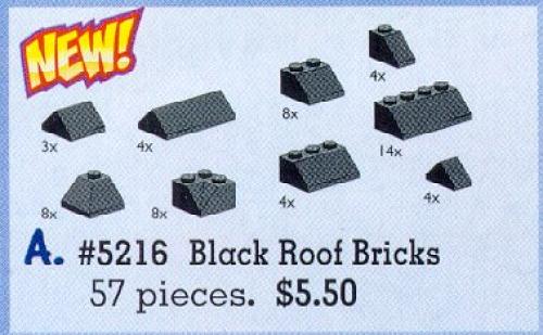 LEGO Roof Bricks Assorted, Black (5216)
