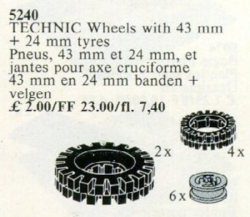 LEGO TECHNIC Wheels with 43 mm + 24 mm tyres (5240)