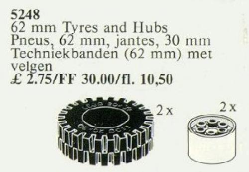 LEGO 62 mm Tires and Hubs / 62 mm Tyres and Hubs (5248)