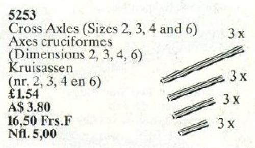 LEGO Cross Axles (Sizes 2, 3, 4, 6) (5253)