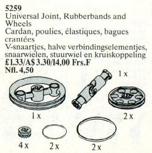 LEGO Universal Joint, Rubber Bands, and Wheels (5259)