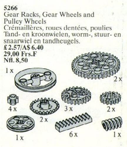 LEGO Gear Wheel Assortment / Gear Racks, Gear Wheels and Pulley Wheels (5266)