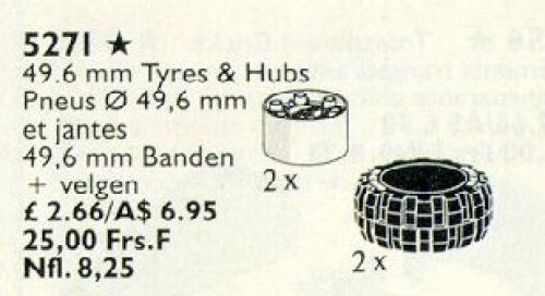 LEGO White Hubs & Tires / 49.6 mm Tyres & Hubs (5271)