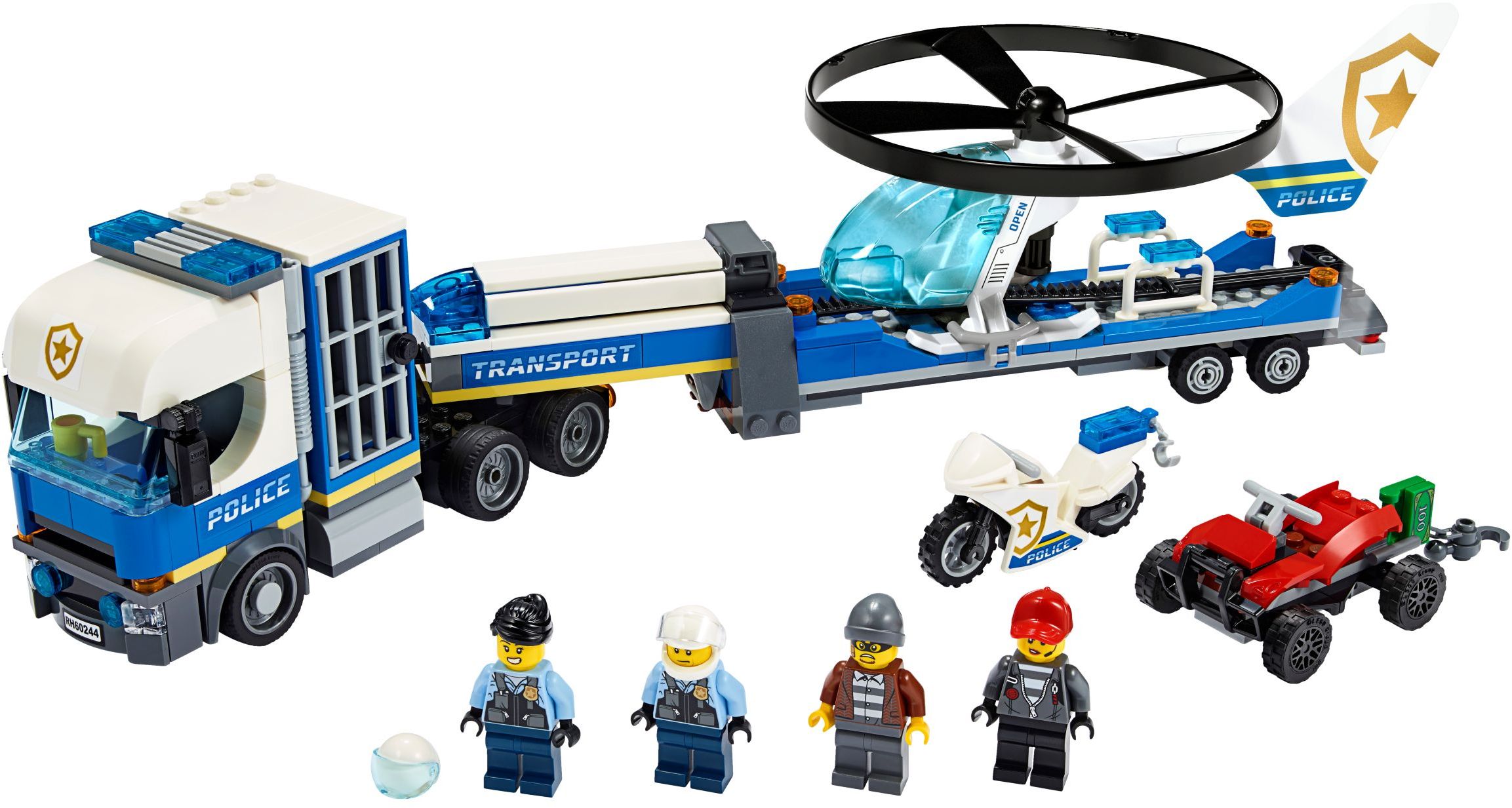 LEGO Policía: Camión de Transporte del Helicóptero (60244)