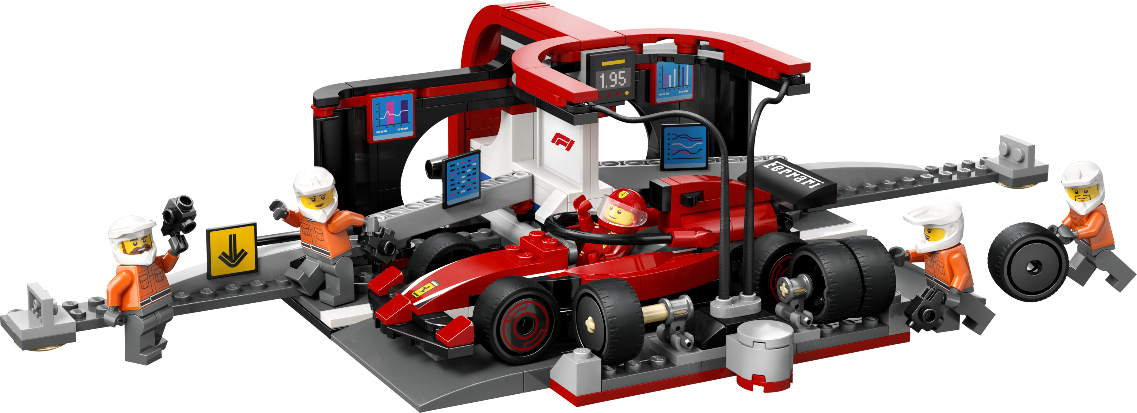 LEGO Parada en Boxes de F1® y Equipo de Mecánicos con Coche Ferrari (60443)