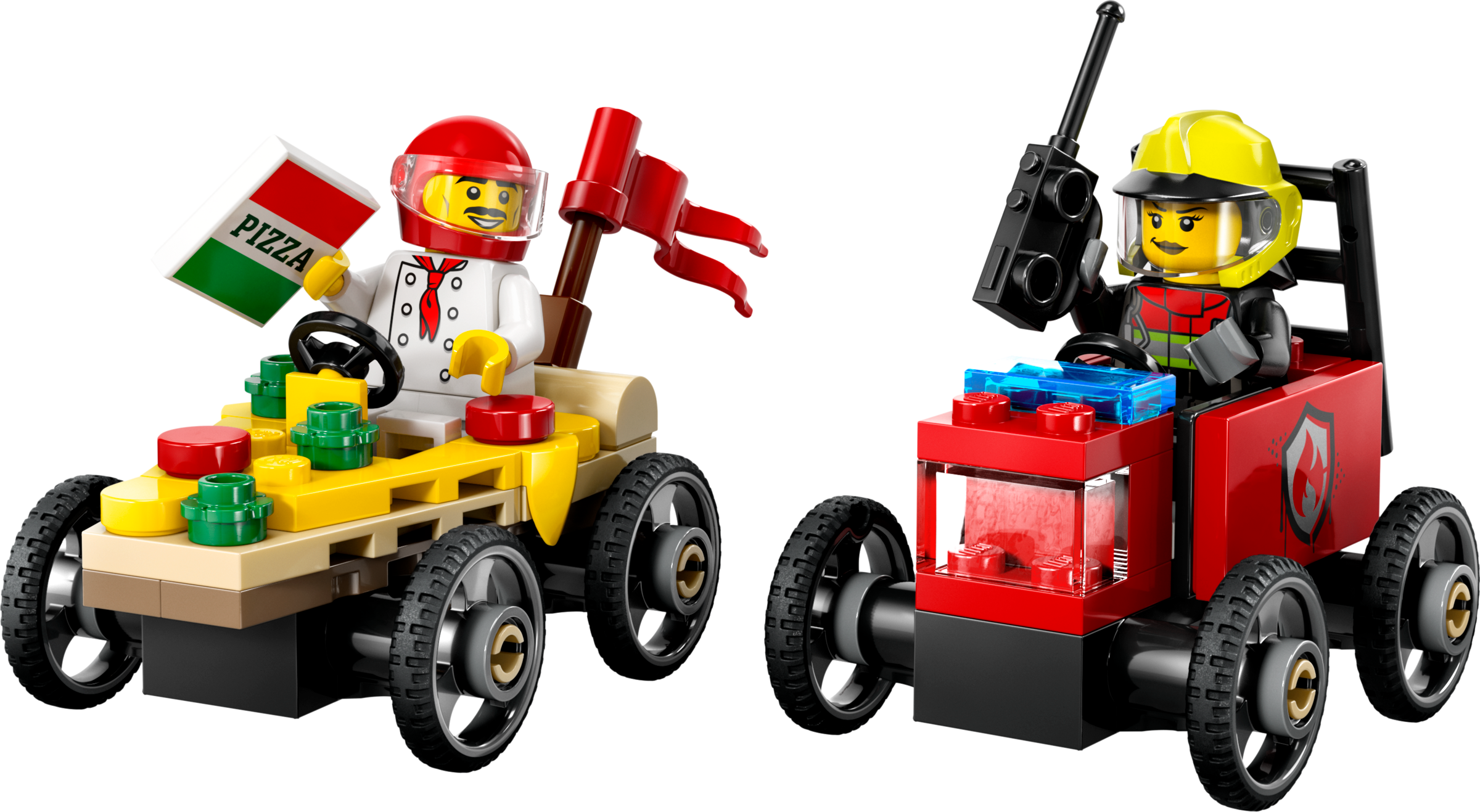 LEGO Pack de Coches de Carreras: Pizza vs. Camión de Bomberos (60458)