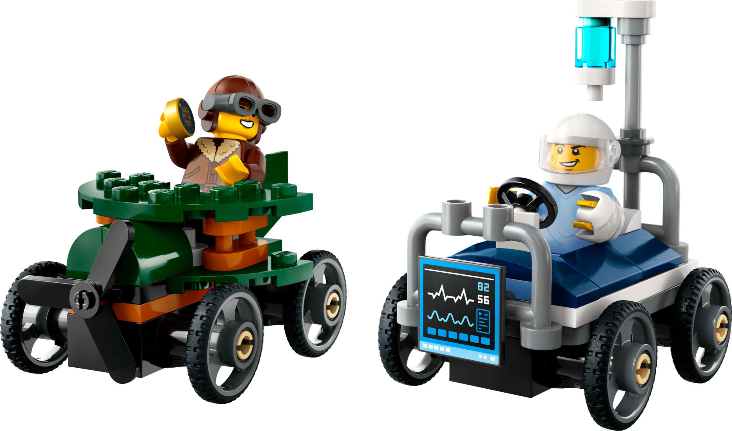 LEGO Pack de Coches de Carreras: Avión vs. Cama de Hospital (60459)