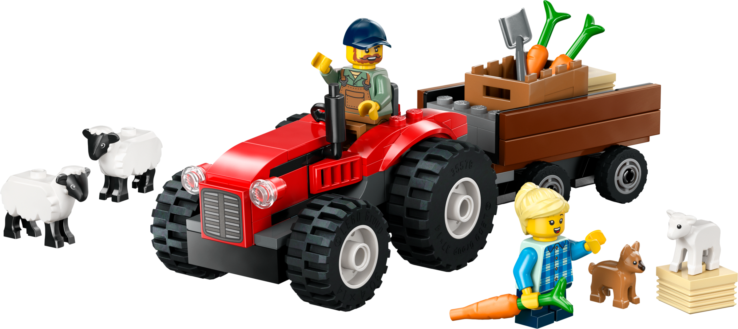 LEGO Tractor Rojo con Remolque y Oveja (60461)