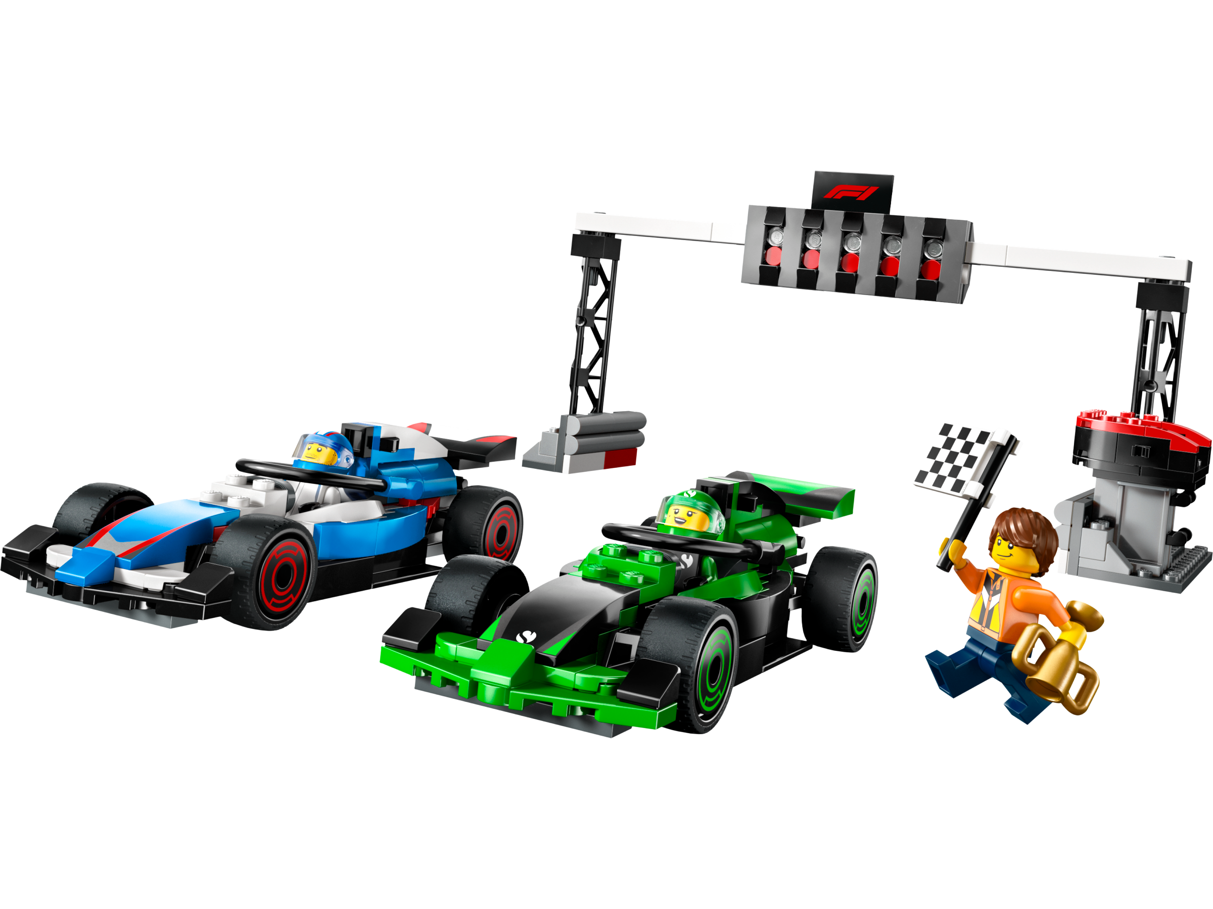LEGO Parrilla de F1® con Coches de Carreras VCARB y Sauber (60474)