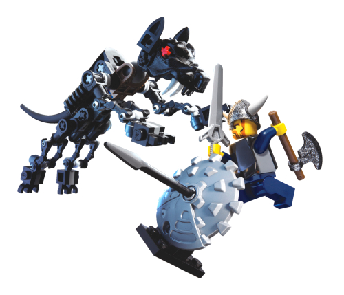 LEGO Viking Warrior challenges the Fenris Wolf (7015)