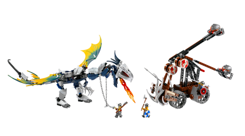 LEGO Viking Double Catapult versus the Armored Ofnir Dragon (7021)