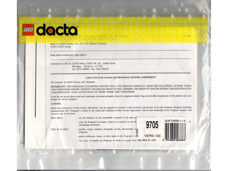 LEGO Control Lab Software - DOS/Windows (9705)