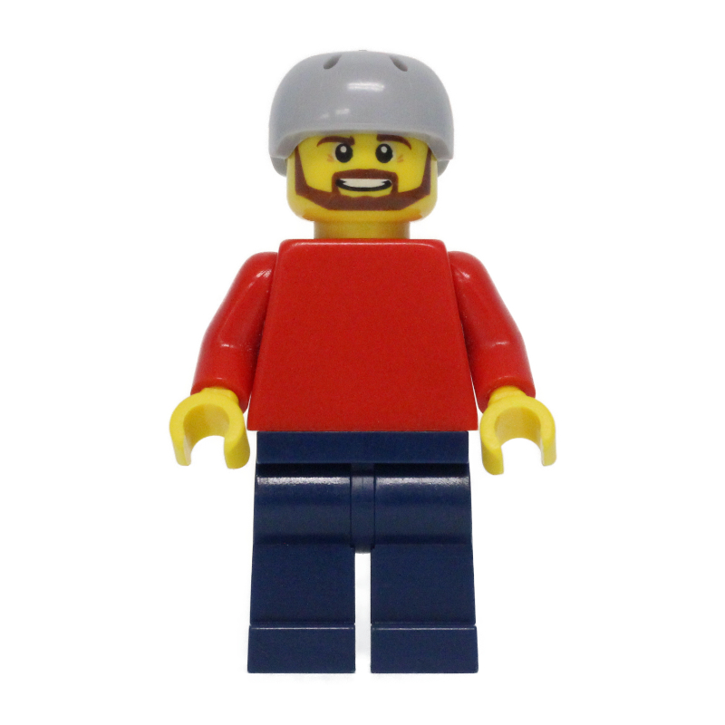 LEGO Red Torso, Dark Blue Legs, Light Bluish Gray Helmet (fig-000033)