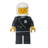 Policeman, Black Jacket with Zipper, White Helmet (3842a Helmet)
