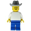 Man, Plain White Torso, Blue Legs, Light Gray Cowboy Hat