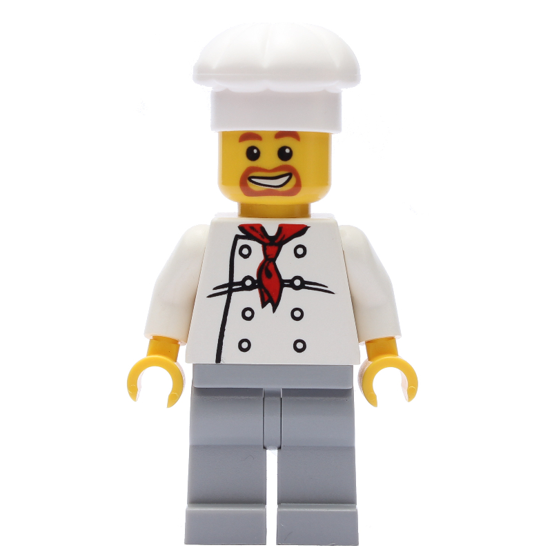 LEGO Chef, Red Neckerchief, Light Bluish Gray Legs, Goatee Beard (fig-000073)