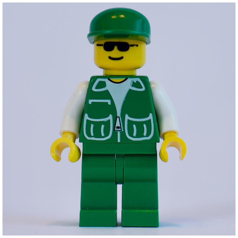 LEGO Man, Green Jacket, Green Legs, Green Cap, Sunglasses (fig-000074)