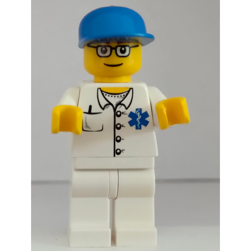 LEGO Doctor, White Shirt with Star of Life Logo, Blue Cap, Glasses (fig-000077)