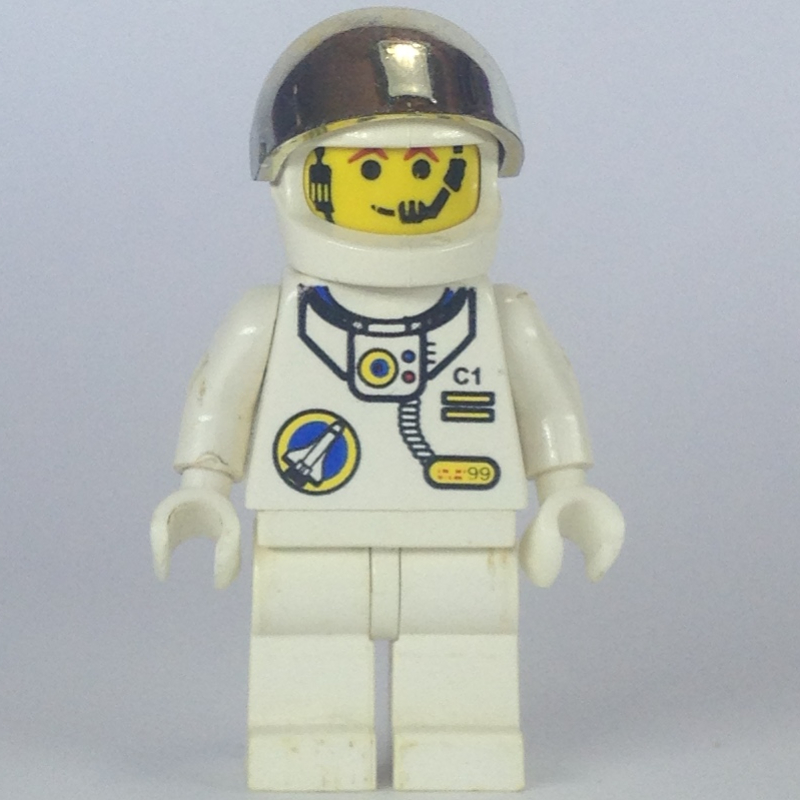 LEGO Astronaut, White, White Hips, Helmet with Large Chrome Gold Visor, Headset (fig-000079)