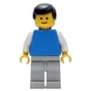 Blue Torso, Light Grey Legs, Black Hair
