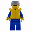 Coast Guard, Yellow Jacket with Zipper, Radio and Badge, Light Bluish Gray Helmet, Yellow Life Vest, Sunglasses