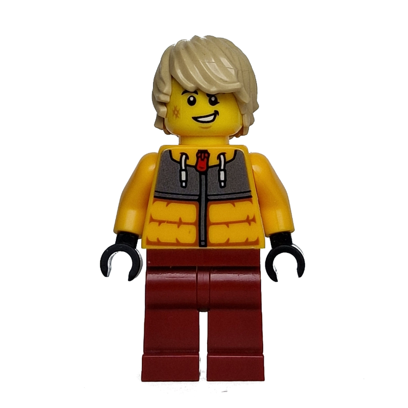 LEGO Snowboarder, Bright Light Orange Jacket, Dark Red Legs (fig-000098)