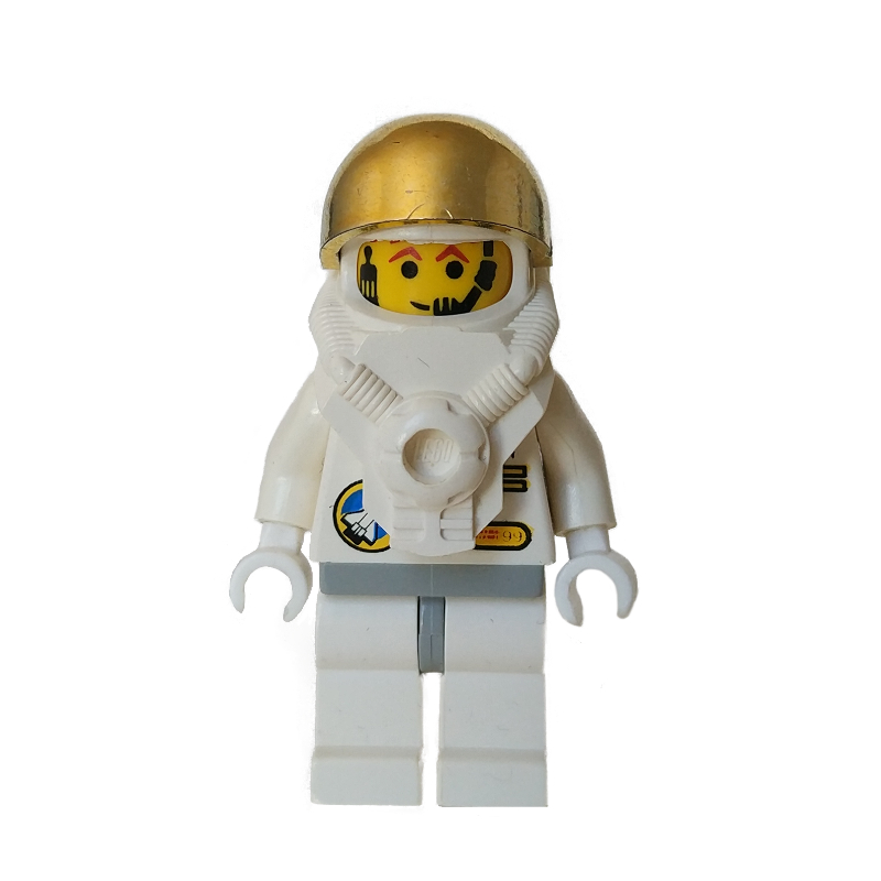LEGO Astronaut, White, Light Gray Hips, Helmet with Breastplate and Large Chrome Gold Visor, Headset (fig-000099)