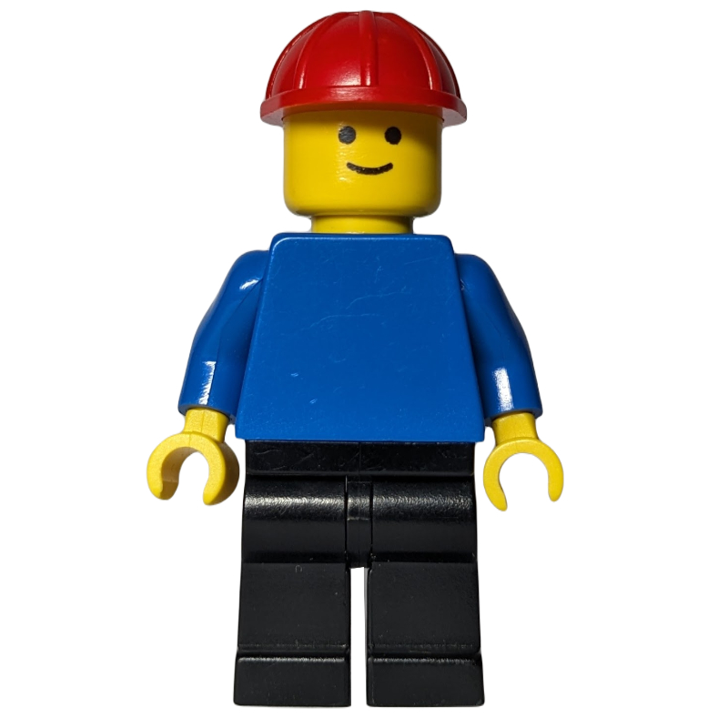 LEGO Man, Blue Torso, Black Legs, Red Hard Hat (fig-000100)
