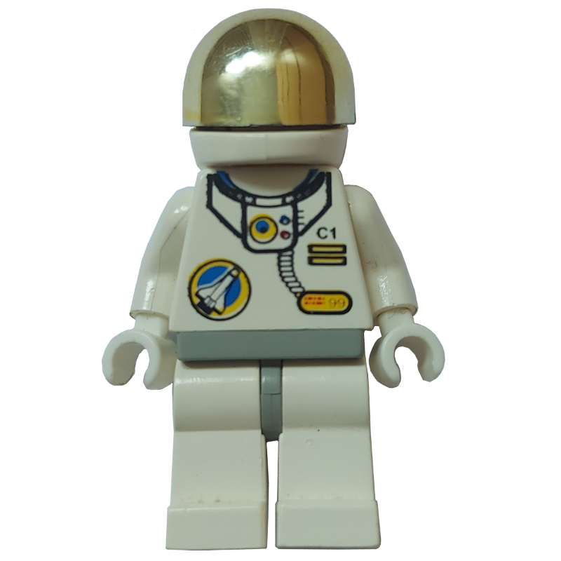 LEGO Astronaut, White, Light Gray Hips, Helmet with Large Chrome Gold Visor, Headset (fig-000103)