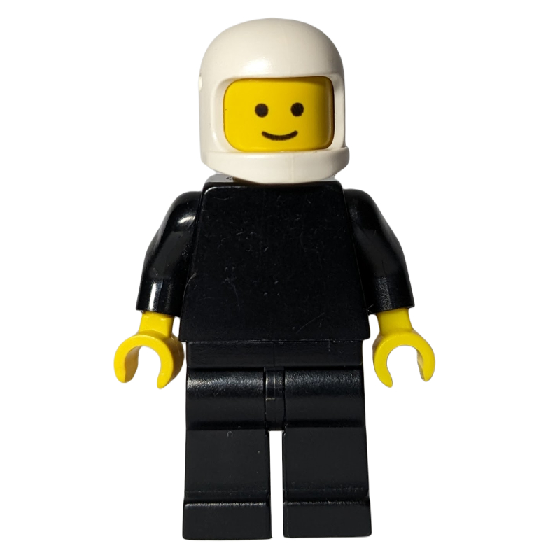 LEGO Racer, Plain Black, White Helmet (3842b Helmet) (fig-000104)