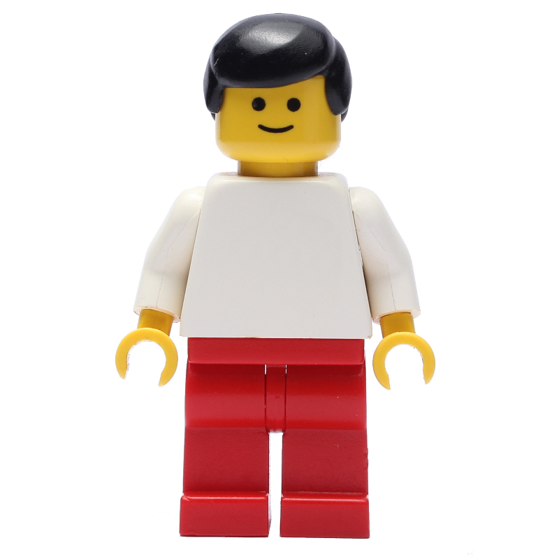 LEGO White Torso, Red Legs, Black Hair (fig-000121)