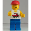 Man, White Vest with Truck, Blue Legs, Red Cap (3626a Head)