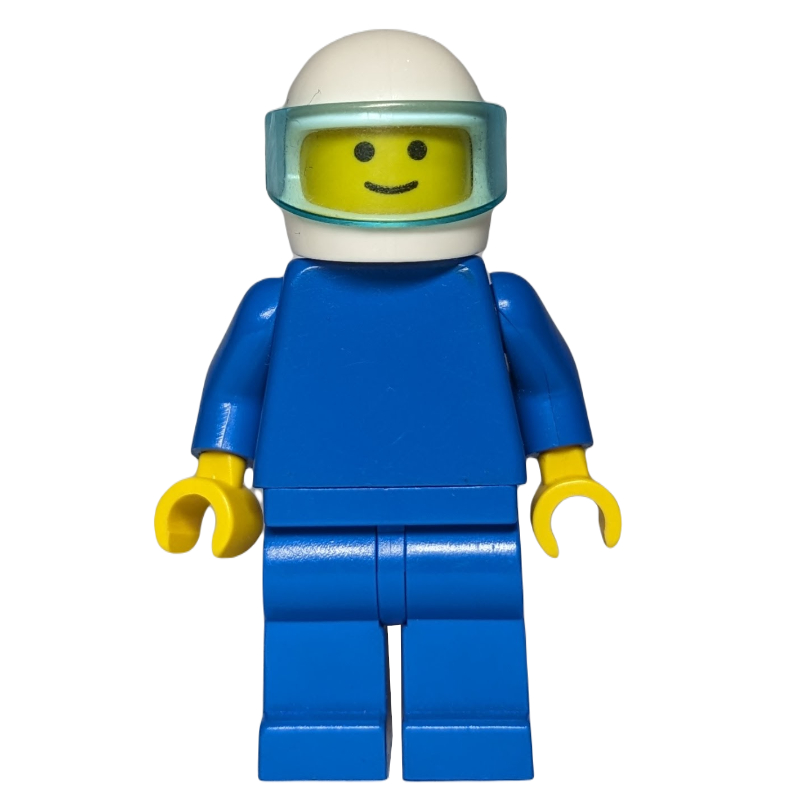 LEGO Man, Plain Blue, White Helmet with Visor (fig-000133)
