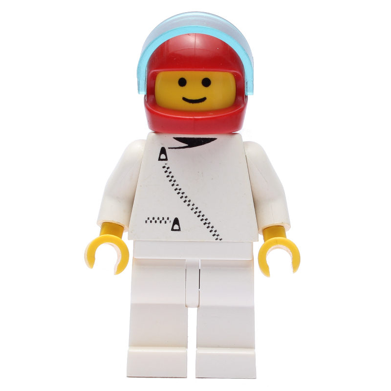 LEGO Racer, White Jacket with Zipper, Red Helmet with Visor (3626a Head) (fig-000153)
