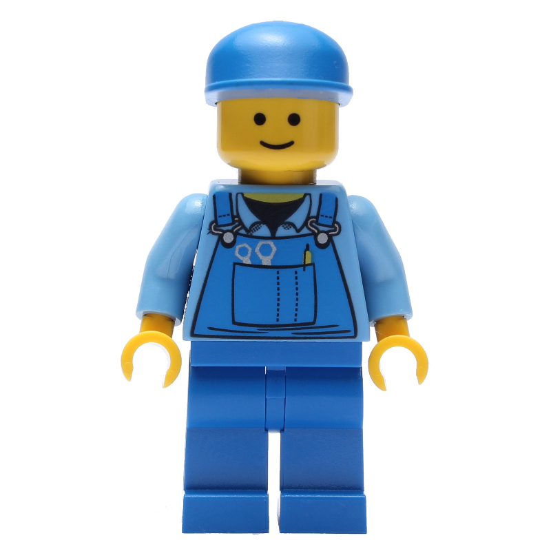 LEGO Medium Blue Torso, Blue Overall, Blue Cap (fig-000158)