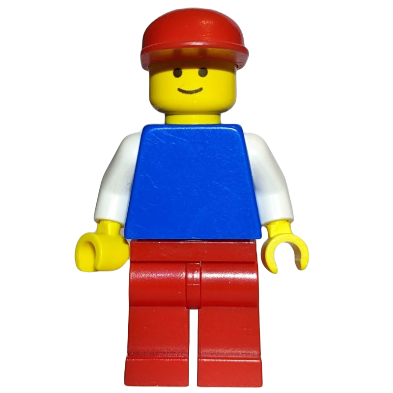 LEGO Man, Blue Torso, Red Legs, Red Cap (3626a Head) (fig-000160)