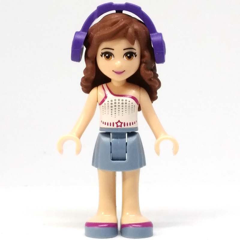 LEGO Olivia - White Top, Sand Blue Skirt, Headphones (fig-000202)