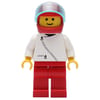 Man, White Jacket with Zipper, Red Legs, Red Helmet with Visor
