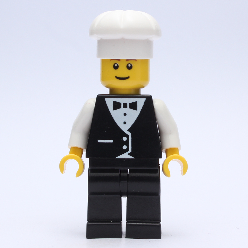LEGO Waiter, Man, Black Suit and Bow Tie, Chef Hat (fig-000211)