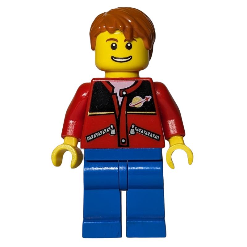 LEGO Man, Red Jacket with Classic Space Logo, Dark Orange Hair (fig-000228)