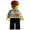 Man, White Shirt with Shell Logo, Red Cap