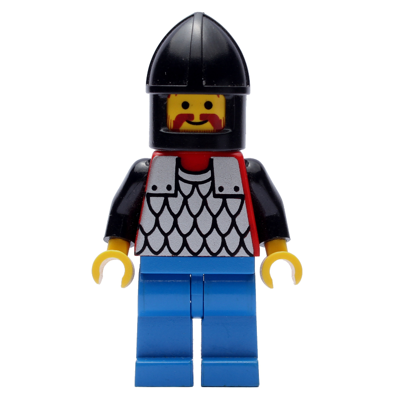 LEGO Knight (Scale Mail on Red) - Black Arms, Blue Legs, Black Chin-Guard (fig-000251)