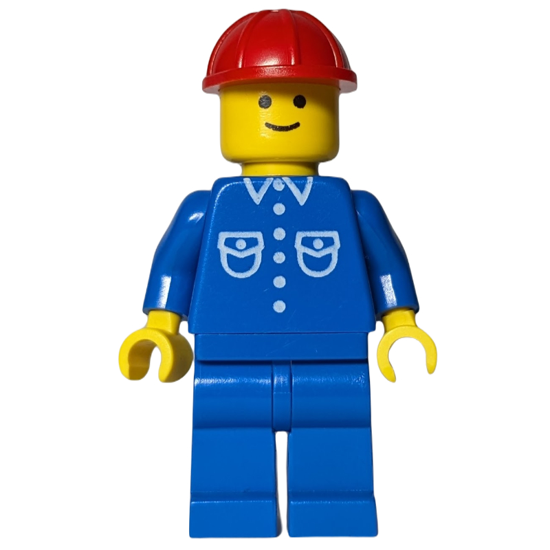 LEGO Man, Blue Shirt, Blue Legs, Red Hard Hat (fig-000285)