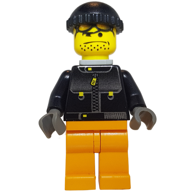 LEGO Snowboarder, Black Jacket, Black Hat, Neck Bracket (fig-000287)