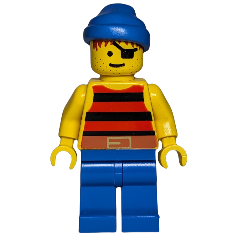 LEGO Pirate - Red/Black Stripes, Blue Legs, Blue Bandana (fig-000297)